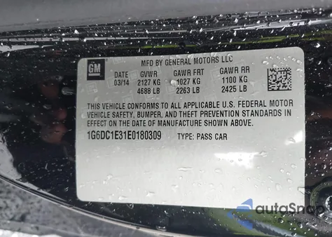 2014 Cadillac Cts Performance z USA, uszkodzony, nr VIN 1G6DC1E31E0180309